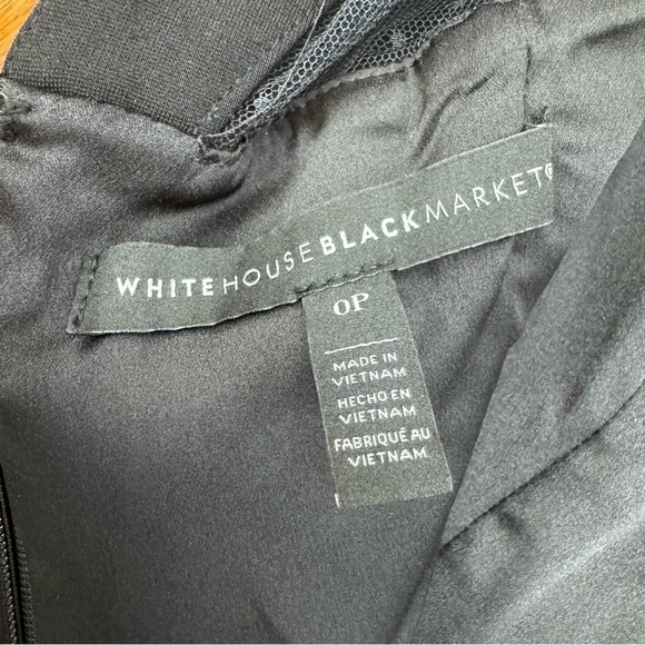 White House Black Market Black Short Sleeve Sheath Dress with Sheer Lace Accent - Picture 6 of 10